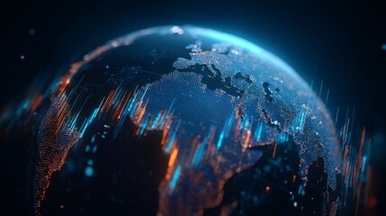 High Tech Earth Visualization Showing Digital Patterns and Heat Zones