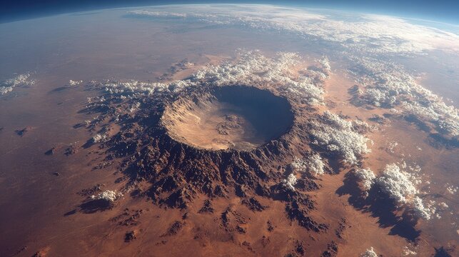 Large crater on a desert planet