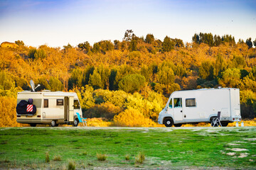 Camper vehicles camping on nature in Portugal
