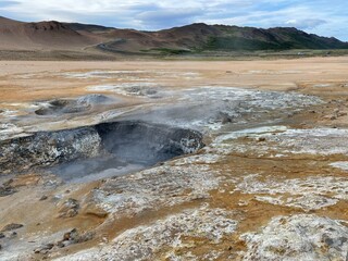 Boiling Mud Pools at Hverir Geothermal Area, Iceland