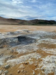 Geothermal Mud Pool in Hverir Volcanic Landscape, Iceland