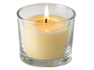Burning Candle in Glass Holder Offering Warmth and Serenity Ideal for Relaxation and Decoration with Subtle Illumination on Black Background