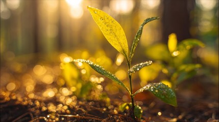A small green sprout emerges from the soil, symbolizing new life and hope.