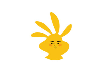 Fototapeta premium A vibrant yellow creature with distinctive ears and a determined expression captures attention with its unique design