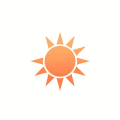 Orange sunburst icon on white background weather symbol sunny day illustration