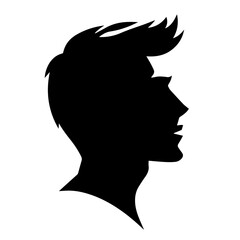 Black and white vector silhouette of a man profile on a white background 