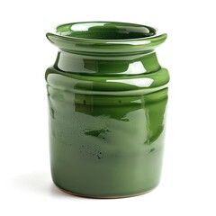 Green ceramic jar, smooth surface, simple design