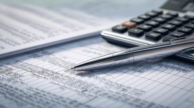 The Calculator and Pen on a Financial Spreadsheet for Accurate Accounting