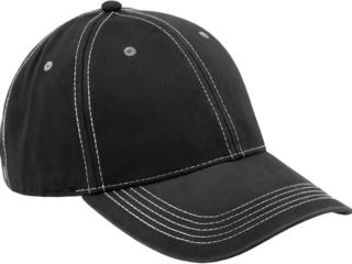 Dark grey baseball cap close up with white stitching providing a stylish everyday accessory for casual wear and outdoor activities offering sun protection