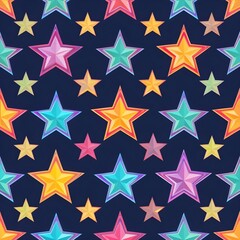 Fototapeta premium Seamless pattern of retro rainbow stars
