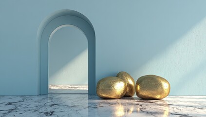 Obraz premium Modern archway, golden stones