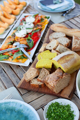 Summer brunch on a wooden table