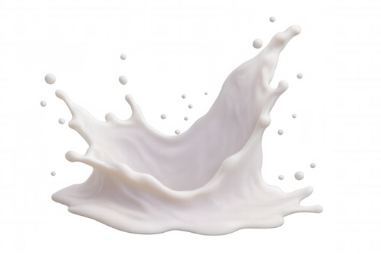 Milk droplet creating crown-shaped splash against transparent backdrop, ideal for graphic design and marketing visuals