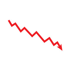 Red arrow chart showing a steep downward trend