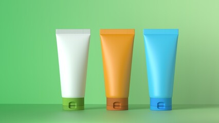 set of cosmetic bottles