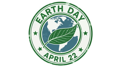 Earth Day Celebration Global Green Leaf Emblem for April 22nd