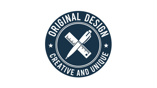 Original Design Creative and Unique Pen and Ruler Badge Illustration