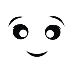 Smiling cat face with closed eyes icon. Isolated on white backgrund. Vector illustration. eps10