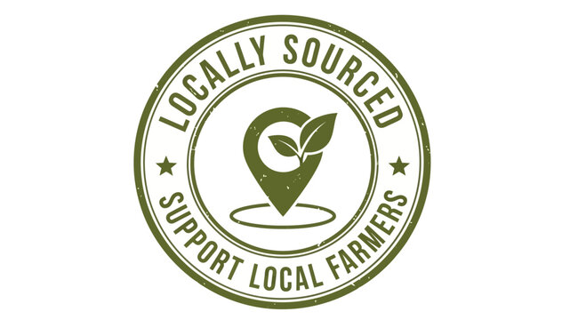 Locally Sourced Farmers Support Badge with Leaf Icon