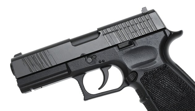 Close-up of a black handgun