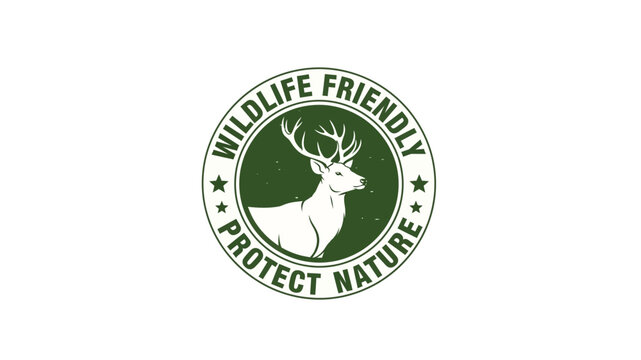 Wildlife Friendly Emblem Deer in a Natural Conservation Logo