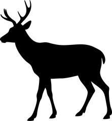 Fototapeta premium Deer silhouette, black deer icon, stag illustration, wildlife graphic isolated on Transparent Background