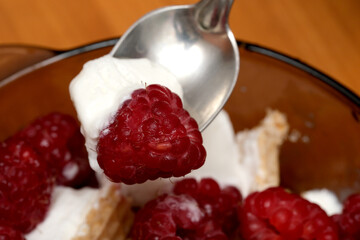 Fresh raspberries and cream on a sunny afternoon!