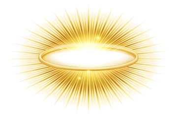 Circular Golden Halo With Radiant Light Burst angel isolated on a transparent background