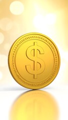 Gold coin with dollar symbol
