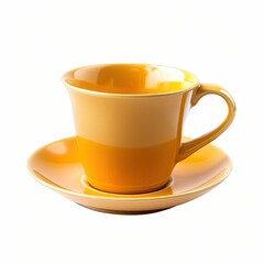 A vibrant, smooth-edged, orange-yellow teacup and saucer set