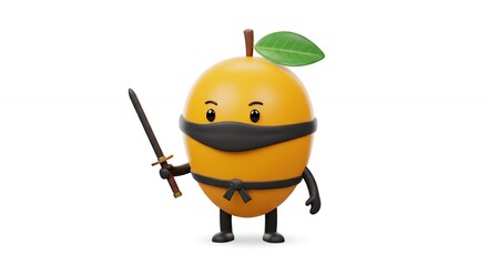 Cute fruit ninja character illustration