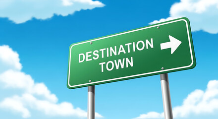 Signpost directs to destination, showcasing path towards a specific town