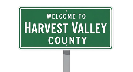 Harvest Valley County welcomes you road signage inviting visitors location