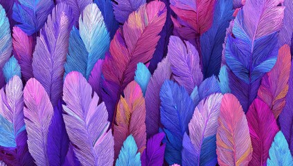 Abstract vibrant feather pattern
