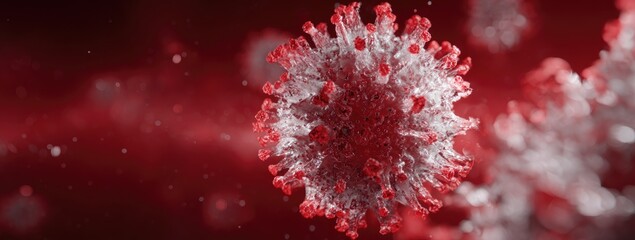 3D rendering of a virus. A close-up view of a virus particle