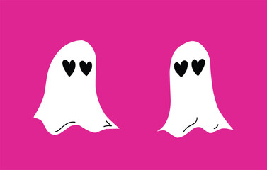 Ghost couple fallin love cartoon character