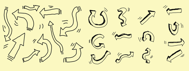 set of arrows with various direction outline design