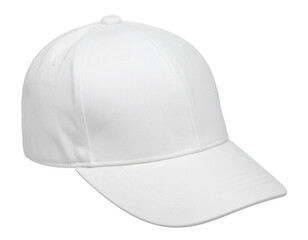 Fototapeta premium White Sports Baseball Cap in Angled Perspective, isolated on transparent background PNG