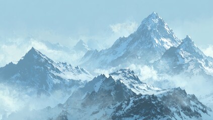 Obraz premium Panoramic view of a snowy mountain range