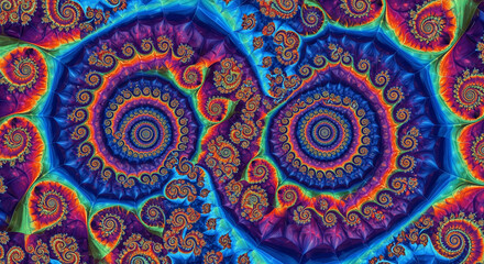 Stunning fractal spiral artwork with vibrant colors and intricate geometric patterns, perfect for modern design projects