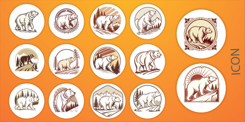 Fototapeta premium Portrait of brown bear on grassland looking at camera