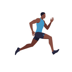 Obraz premium A dynamic illustration captures a determined African American male athlete in full stride, demonstrating speed and agility during an intense sprint or race.