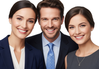 Smiling Business Professionals in Formal Attire