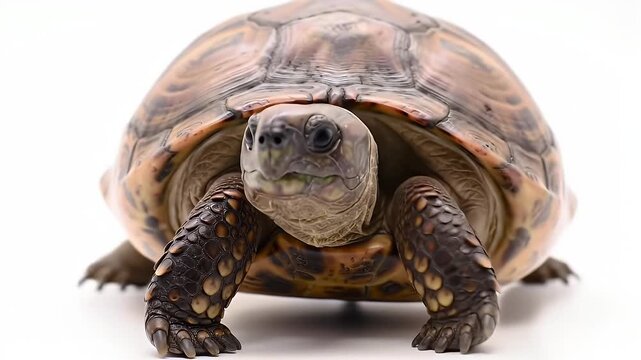 Detailed Brown Box Turtle on a Clean White Background in a Professional Studio Environment Optimized for Stock Images