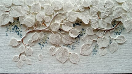White leaf branches, delicate design