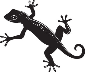 Naklejka premium Gecko Hunting Body low to the ground head extended forward eyes focused on prey. full length silhouette black vector illustration