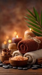 Mindfulness and Self Care Concept with Warm Spa Still Life