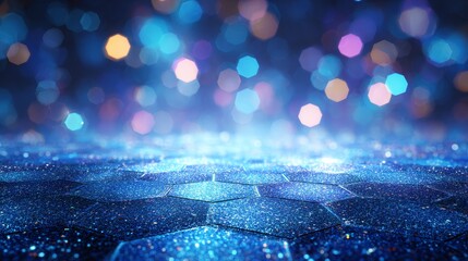 Abstract Data and Network Concept with Hexagon Pattern and Bokeh