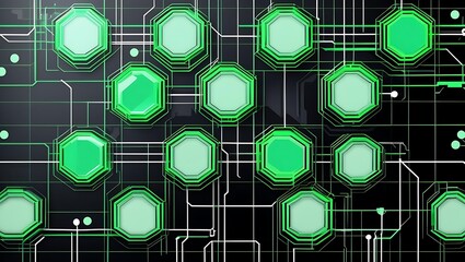 Green Glowing Hexagonal Tech Pattern