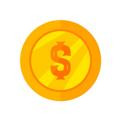Golden dollar coin - vector icon